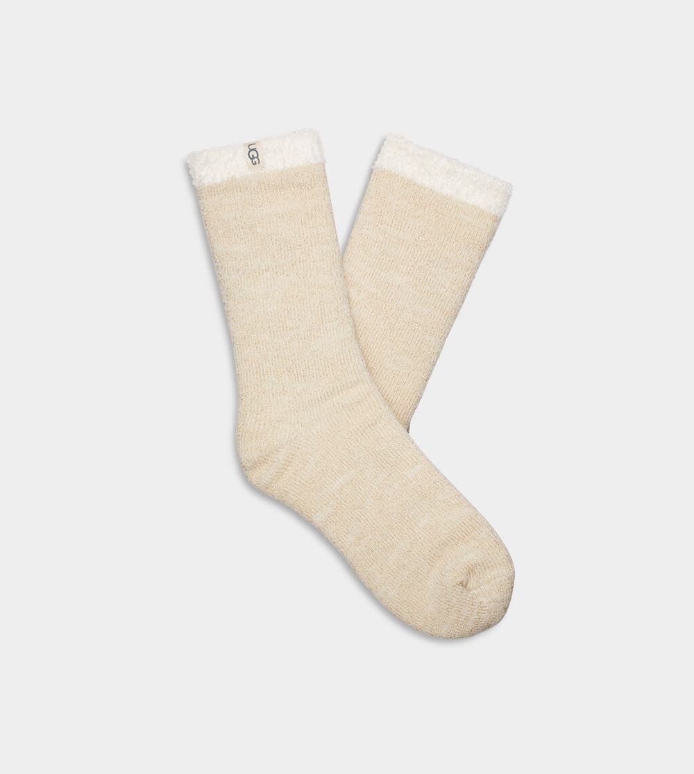 Ugg Sock Womens - Ugg Josephine Sparkle Fleece White / Gold - 241ORGYKV